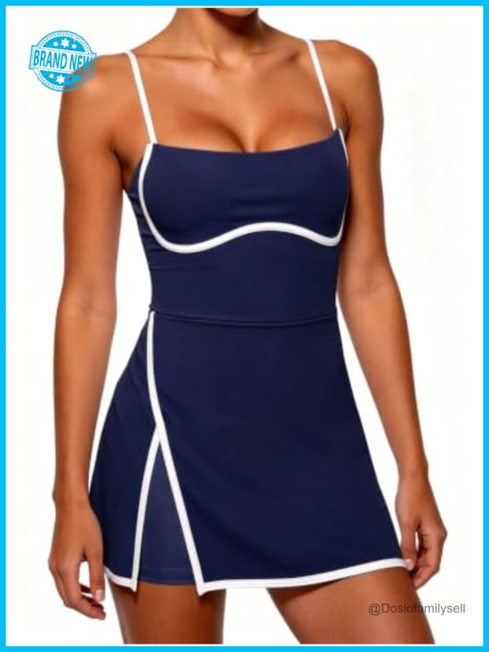 Women's Athletic Tennis Dress with Built-in Shorts & Removable Bra – 75% Nylon